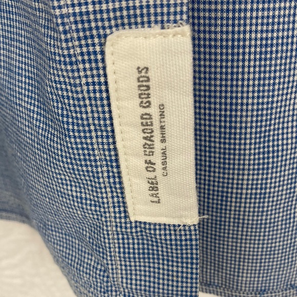 H&M L.O.G.G. Men’s Blue Check Short Sleeve Casual Button Down Shirt sz Large - Picture 6 of 11